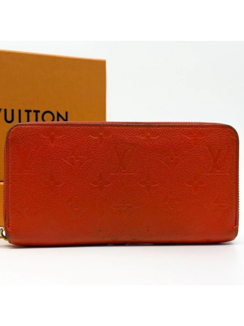 Louis Vuitton Zippy Wallet Empreinte Orange Round